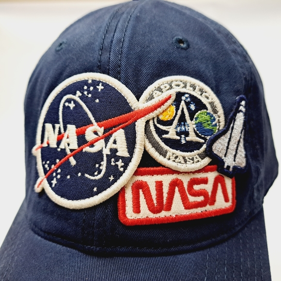 Nasa American Needle Embroidered Patch es Distressed Cap Navy Blue Hat - Picture 2 of 7